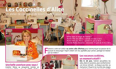 Presse et certifications - Avril 2017 : Vive ma région Un Atelier de Couture et de Loisirs Créatifs pour vous