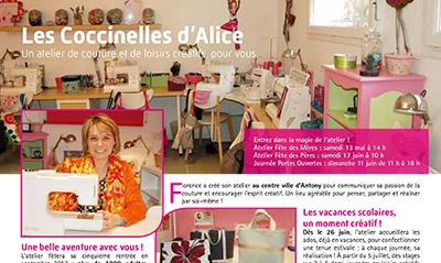 Presse et certifications - Avril 2017 : Vive ma région Un Atelier de Couture et de Loisirs Créatifs pour vous